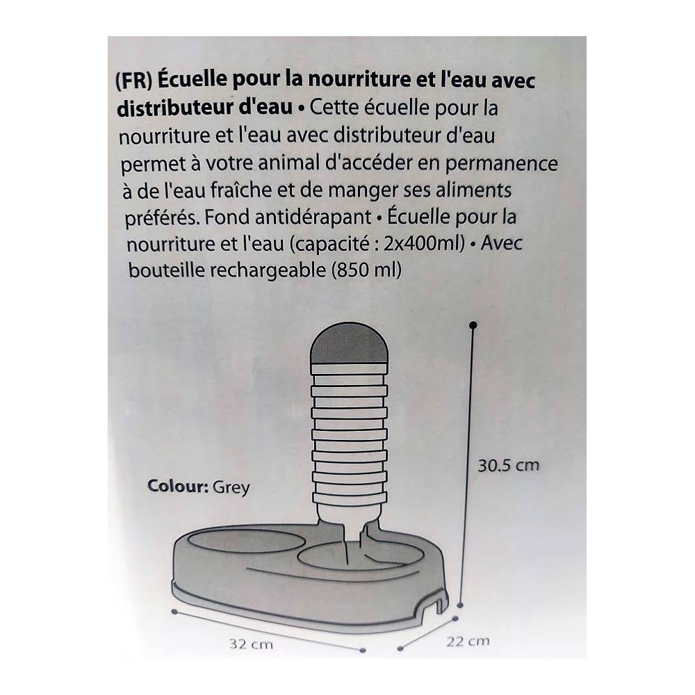 Distributeur eau et nourriture Alun 2 x 400 ml pour chien et chat. - Imagen 10