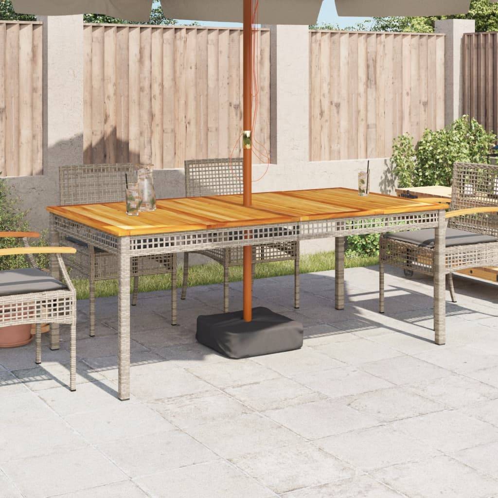 Très Grande Table de Jardin 180cm 8 Personnes, Résine Tressée Grise et Plateau Bois d'Acacia – ComfortXL Outdoor Living - Image 3