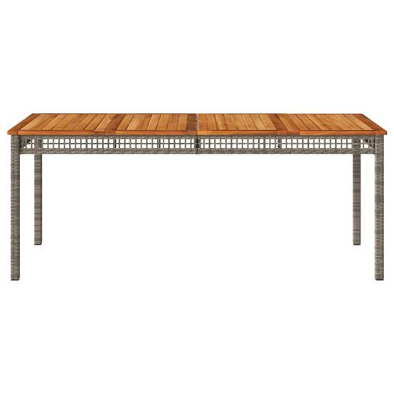 Très Grande Table de Jardin 180cm 8 Personnes, Résine Tressée Grise et Plateau Bois d'Acacia – ComfortXL Outdoor Living - Image 4