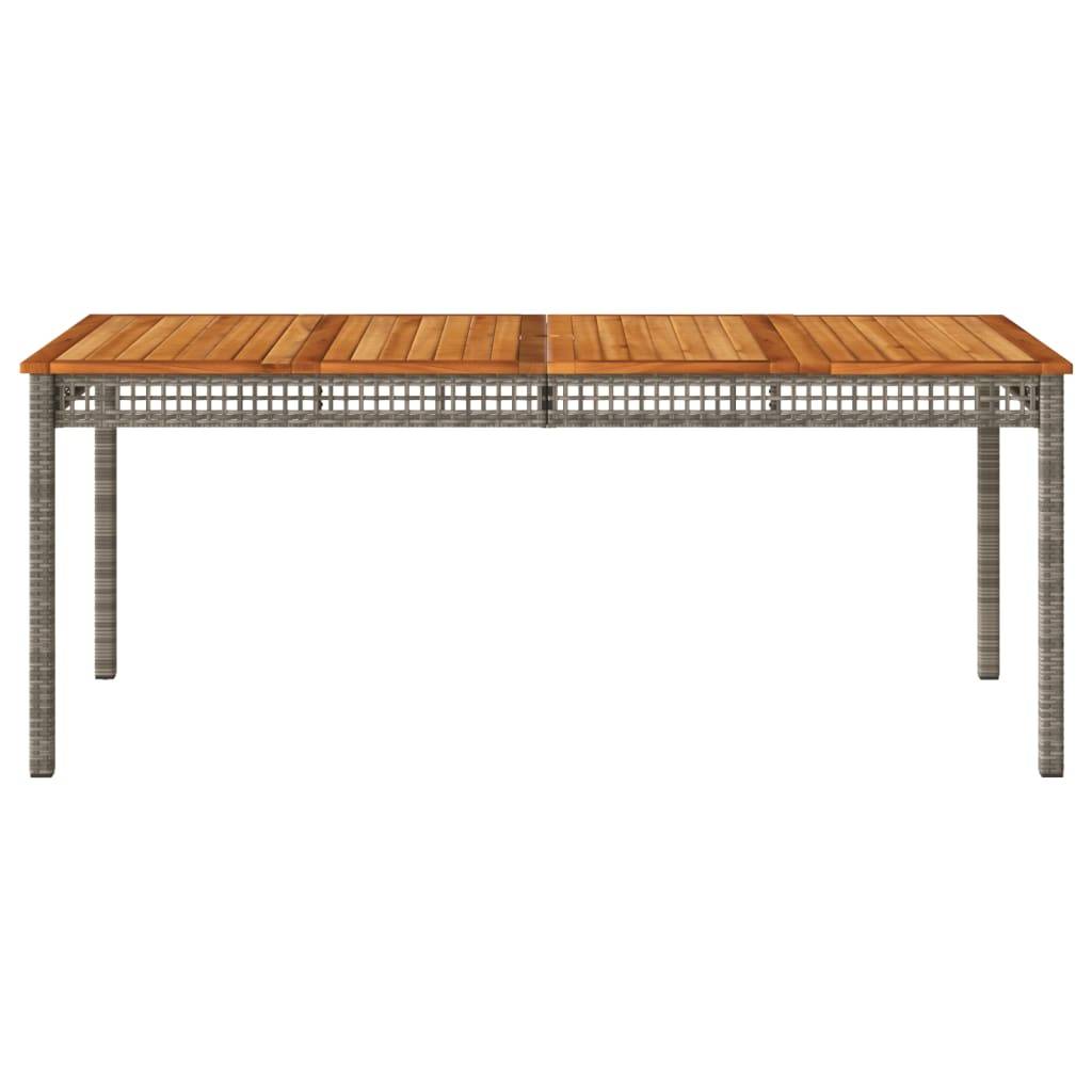 Très Grande Table de Jardin 180cm 8 Personnes, Résine Tressée Grise et Plateau Bois d'Acacia – ComfortXL Outdoor Living - Image 4