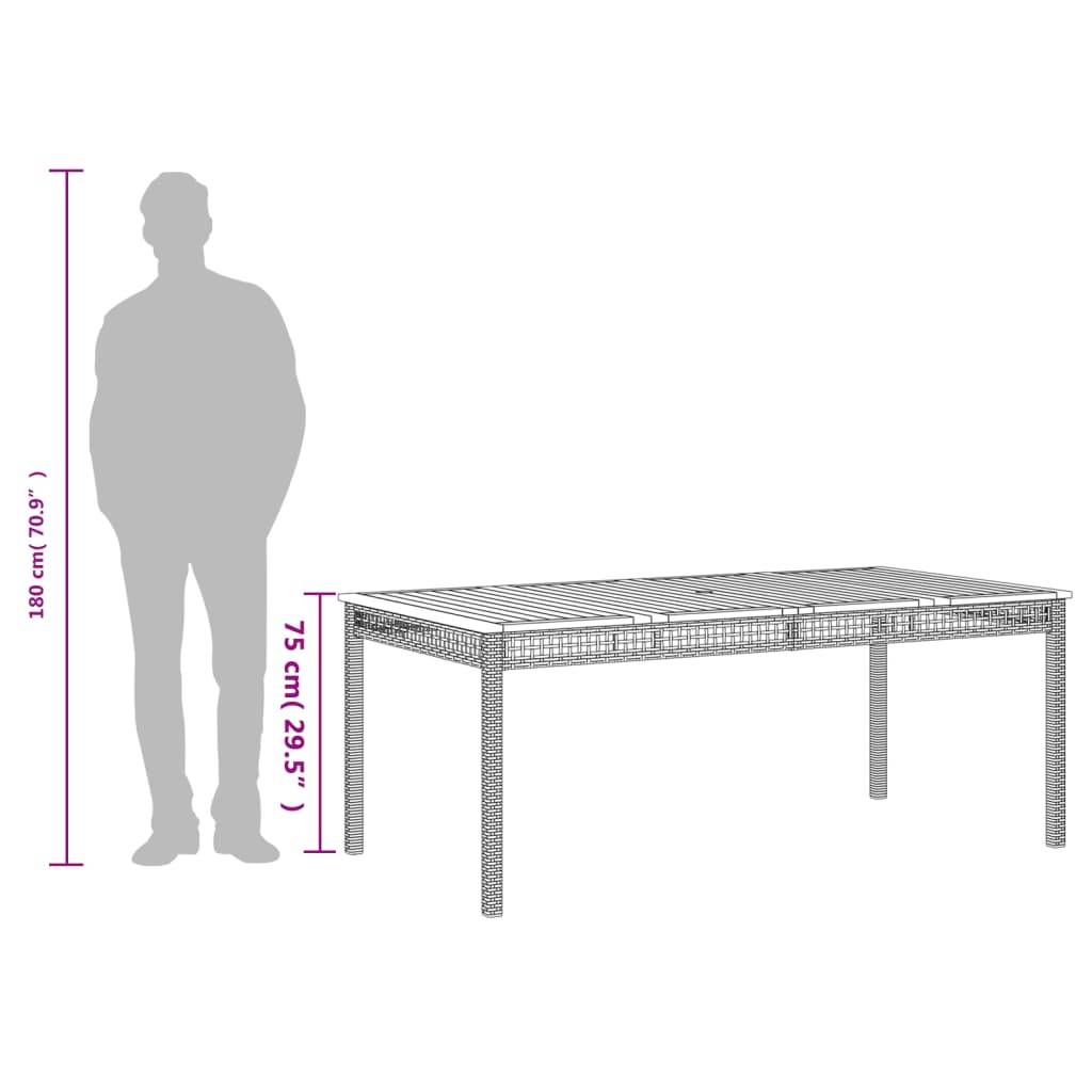 Très Grande Table de Jardin 180cm 8 Personnes, Résine Tressée Grise et Plateau Bois d'Acacia – ComfortXL Outdoor Living - Image 9