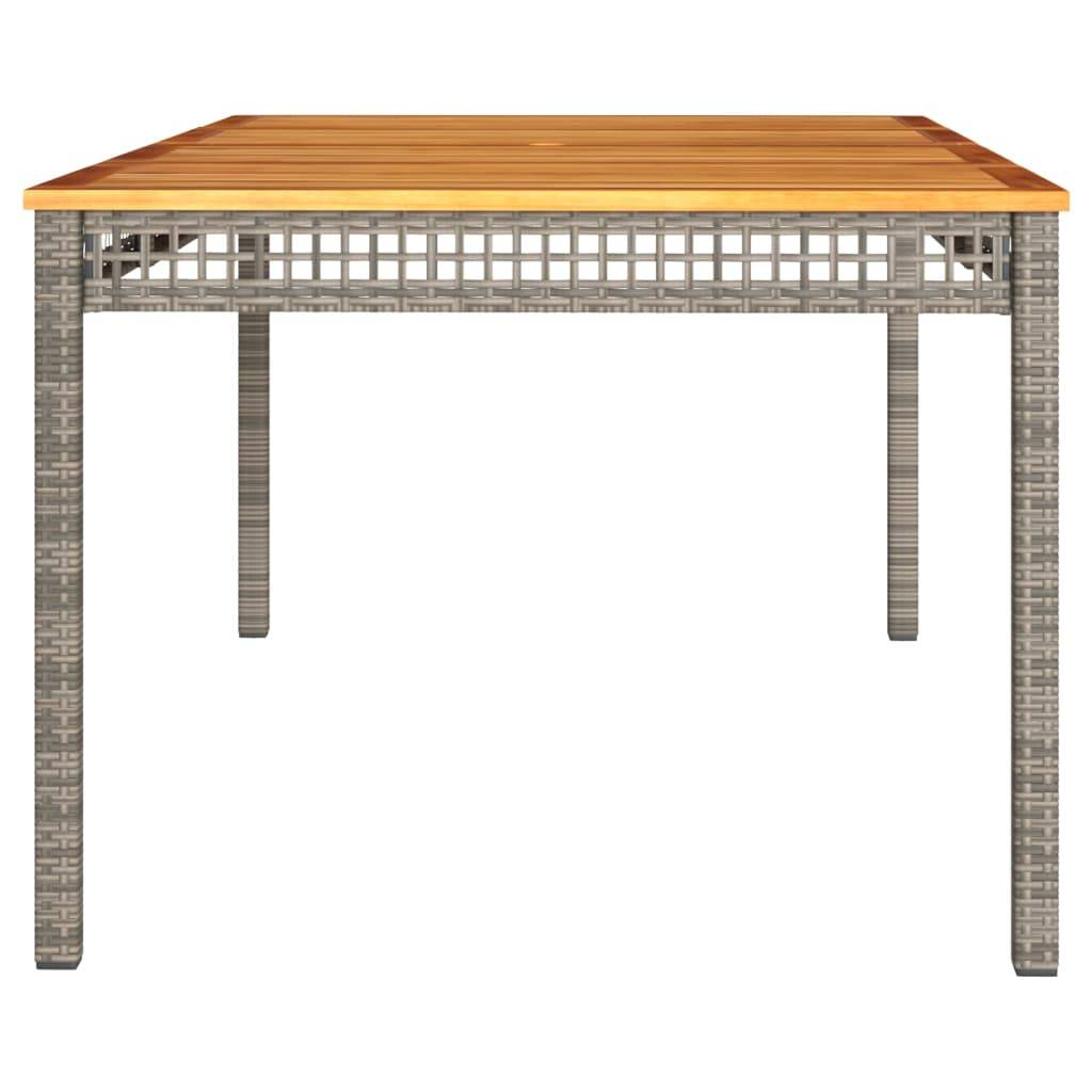 Très Grande Table de Jardin 180cm 8 Personnes, Résine Tressée Grise et Plateau Bois d'Acacia – ComfortXL Outdoor Living - Image 5