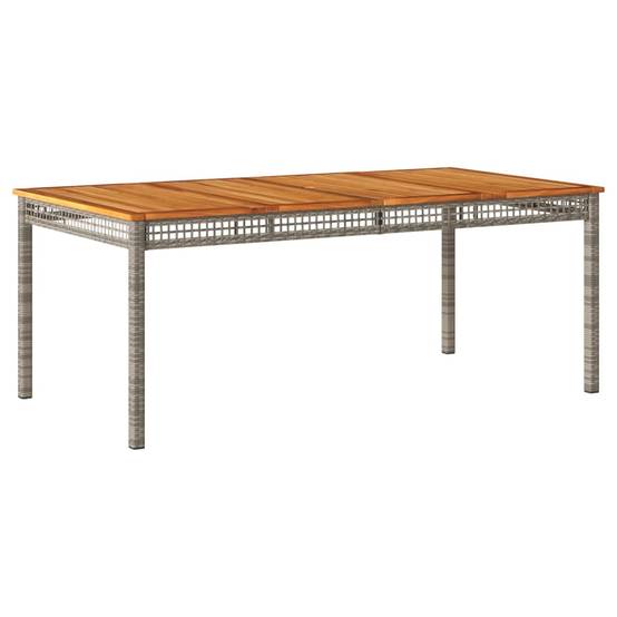 Très Grande Table de Jardin 180cm 8 Personnes, Résine Tressée Grise et Plateau Bois d'Acacia – ComfortXL Outdoor Living - Image 2