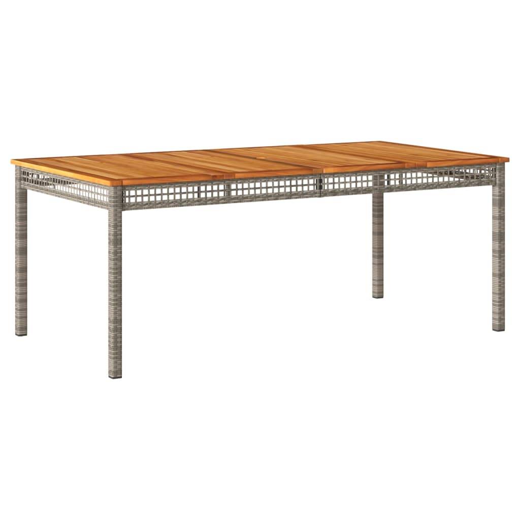 Très Grande Table de Jardin 180cm 8 Personnes, Résine Tressée Grise et Plateau Bois d'Acacia – ComfortXL Outdoor Living - Image 2