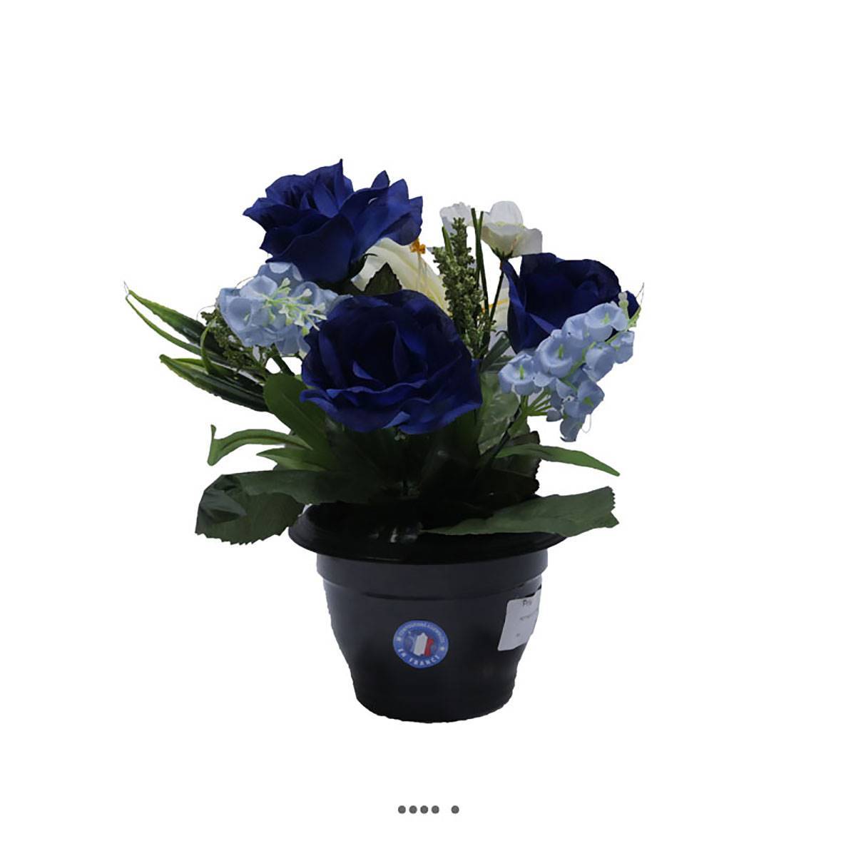 Artificielles - Composition fleurs artificielles cimetière pot roses lys arums H 28 cm D 25 cm Pourpre - couleur: Pourpre - Imagen 1