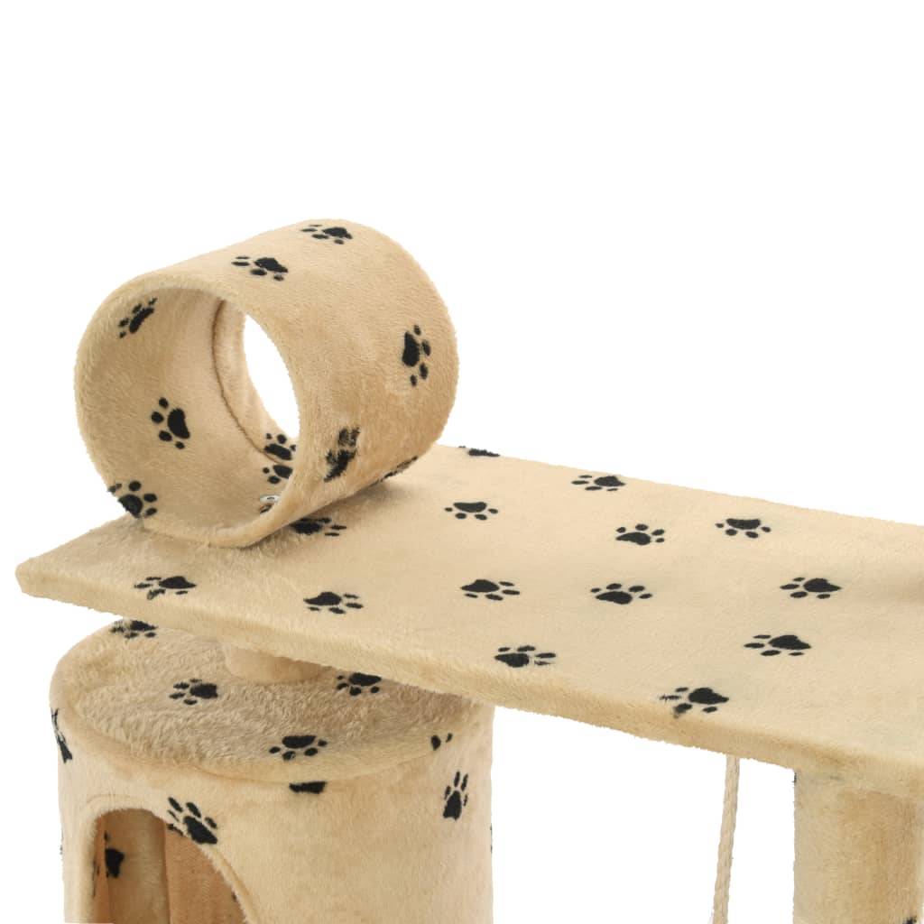 Vidaxl - Arbre à chat avec griffoir en sisal 140cm Beige Motif de pattes vidaXL 170586 - Imagen 4