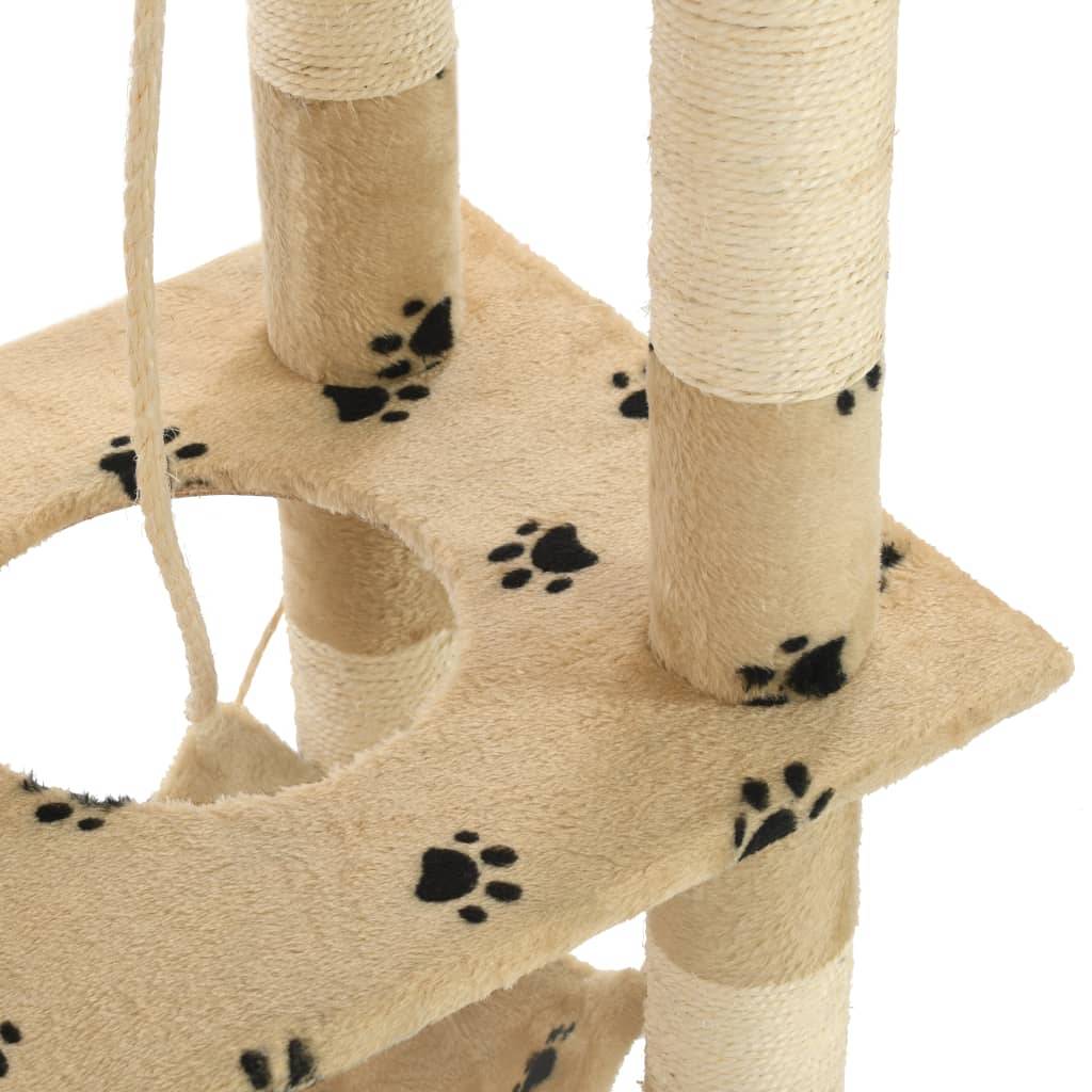 Vidaxl - Arbre à chat avec griffoir en sisal 140cm Beige Motif de pattes vidaXL 170586 - Imagen 5