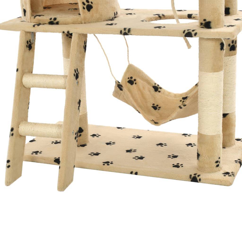 Vidaxl - Arbre à chat avec griffoir en sisal 140cm Beige Motif de pattes vidaXL 170586 - Imagen 6