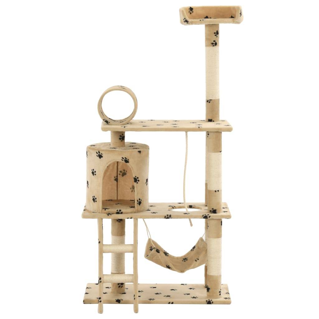 Vidaxl - Arbre à chat avec griffoir en sisal 140cm Beige Motif de pattes vidaXL 170586 - Imagen 2