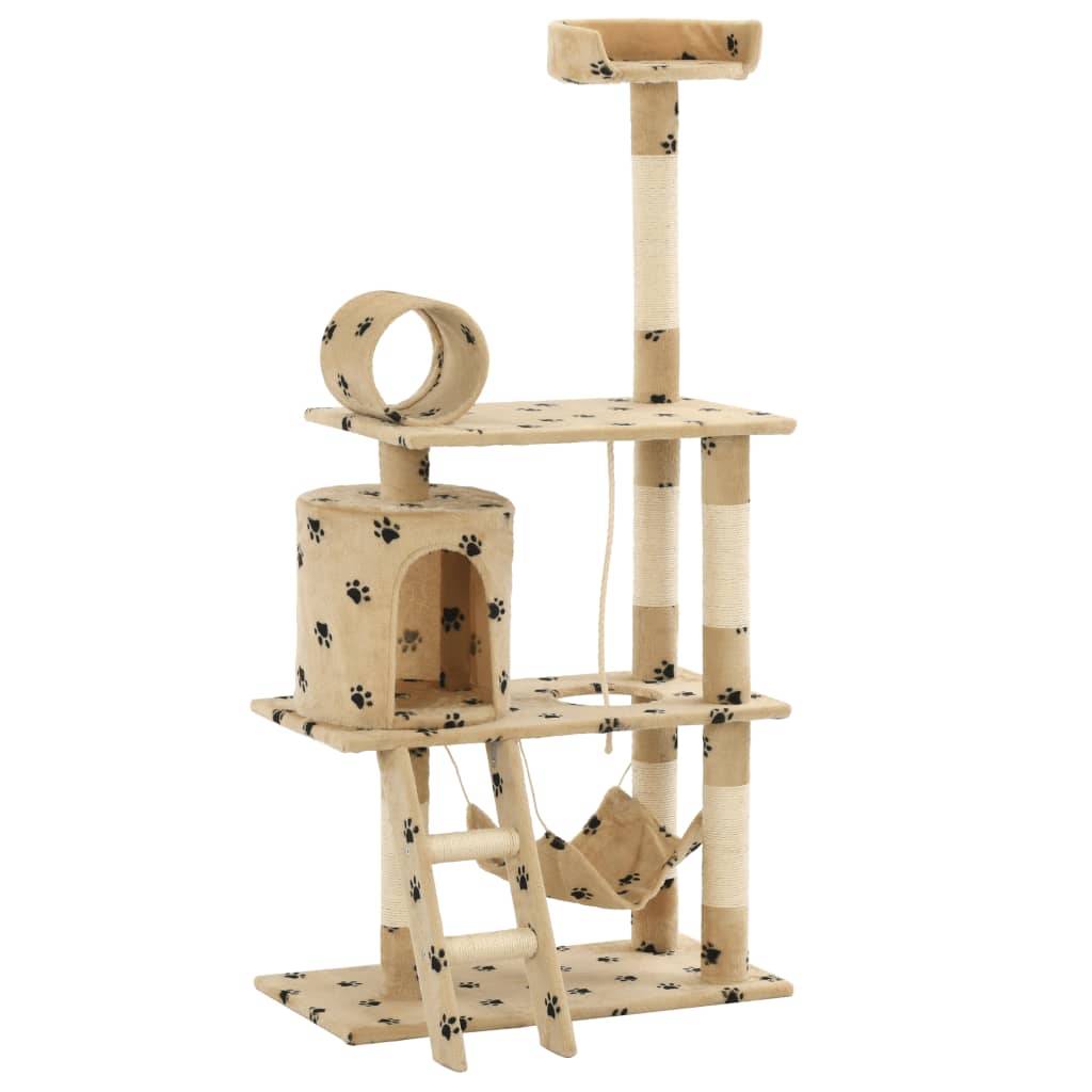 Vidaxl - Arbre à chat avec griffoir en sisal 140cm Beige Motif de pattes vidaXL 170586 - Imagen 8
