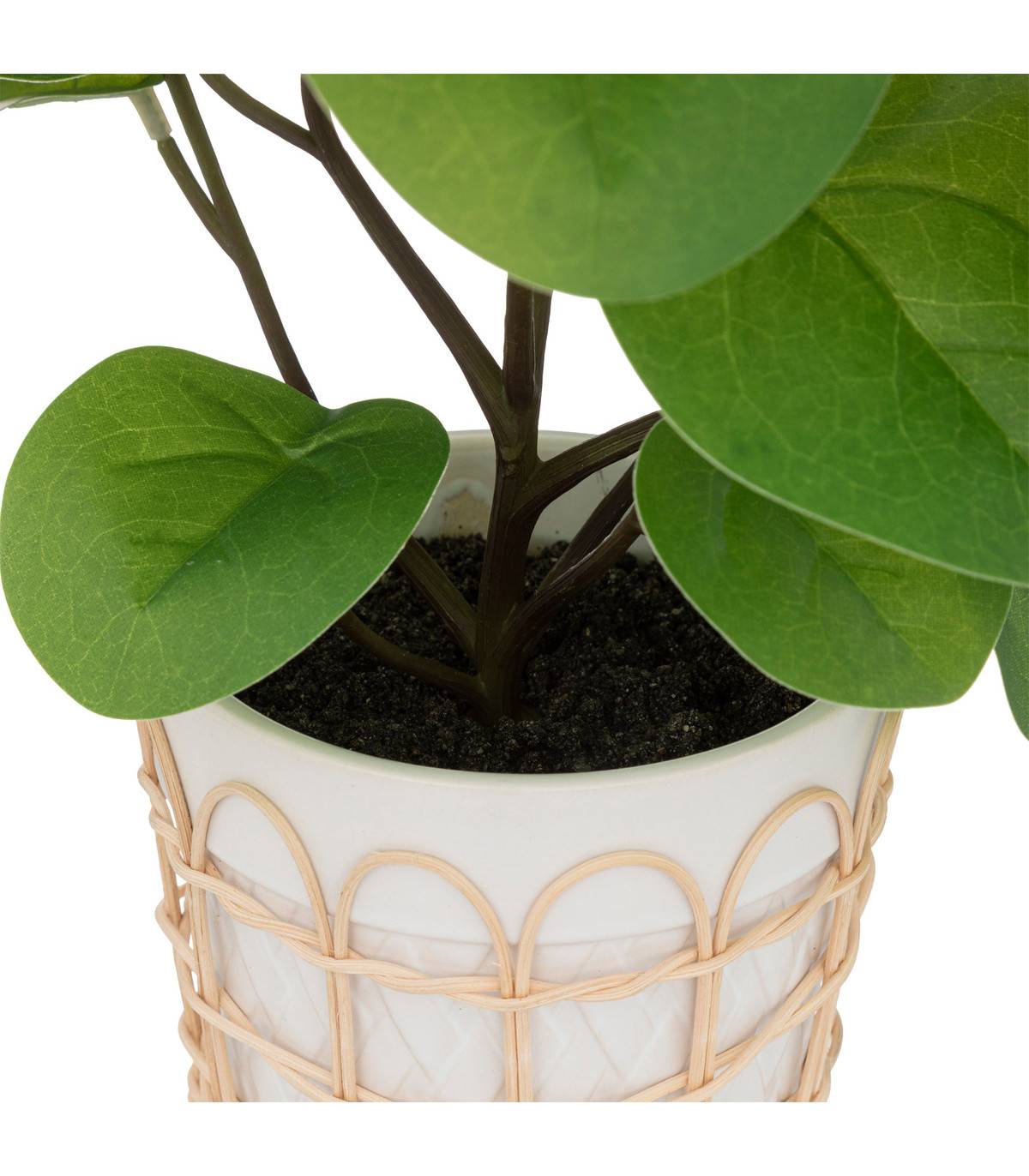 Plante artificielle dans pot en céramique et rotin H 34 cm - Imagen 2