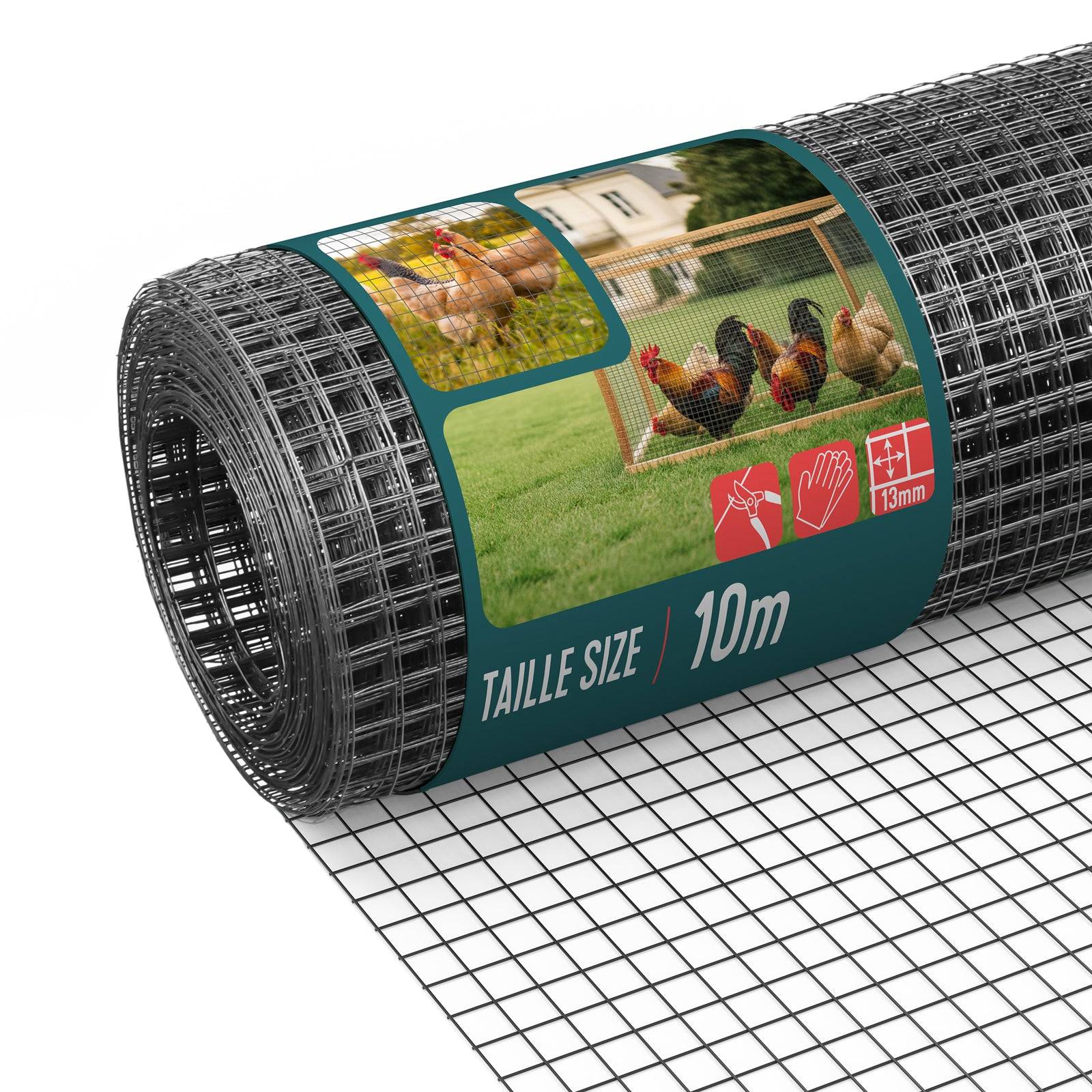 Vounot - Grillage soudé plastifié PVC rouleau 0.5x10m gris - Maille 13mm Fil 0.8mm - Treillis et clôture métallique VOUNOT® - Image 1