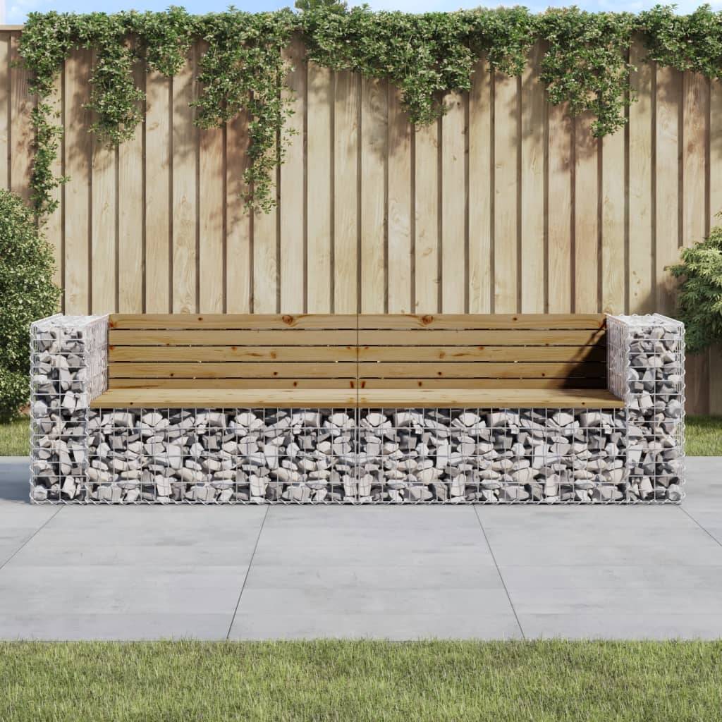 Maison Chic - Banc de jardin - Banc d'extérieur - Banquette design gabion 244x71x65,5cm bois de pin imprégné - Imagen 2