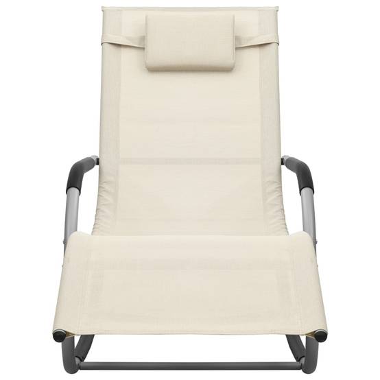 Lot de 2 chaises longues Acier Jardin avec sac oreiller Crème et gris - ComfortXL Outdoor Living - Image 3