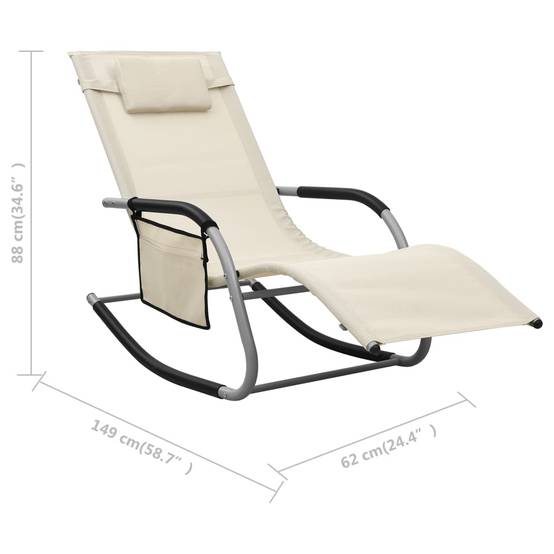Lot de 2 chaises longues Acier Jardin avec sac oreiller Crème et gris - ComfortXL Outdoor Living - Image 8
