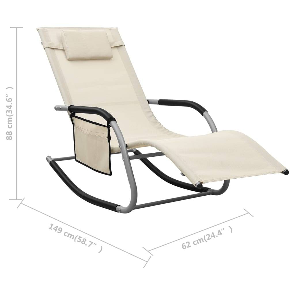 Lot de 2 chaises longues Acier Jardin avec sac oreiller Crème et gris - ComfortXL Outdoor Living - Image 8