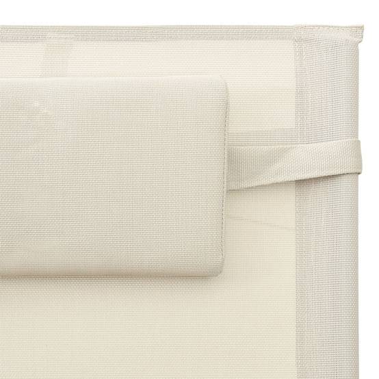 Lot de 2 chaises longues Acier Jardin avec sac oreiller Crème et gris - ComfortXL Outdoor Living - Image 7