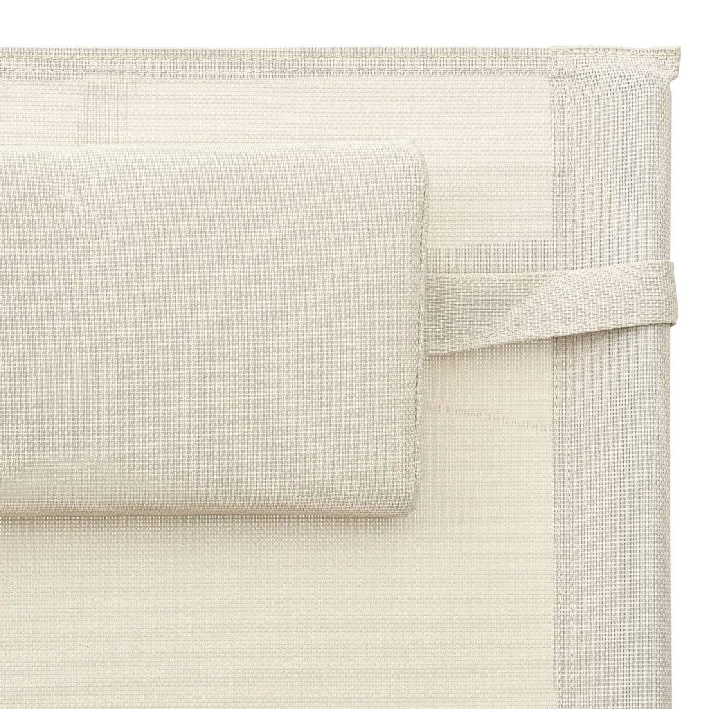 Lot de 2 chaises longues Acier Jardin avec sac oreiller Crème et gris - ComfortXL Outdoor Living - Image 7