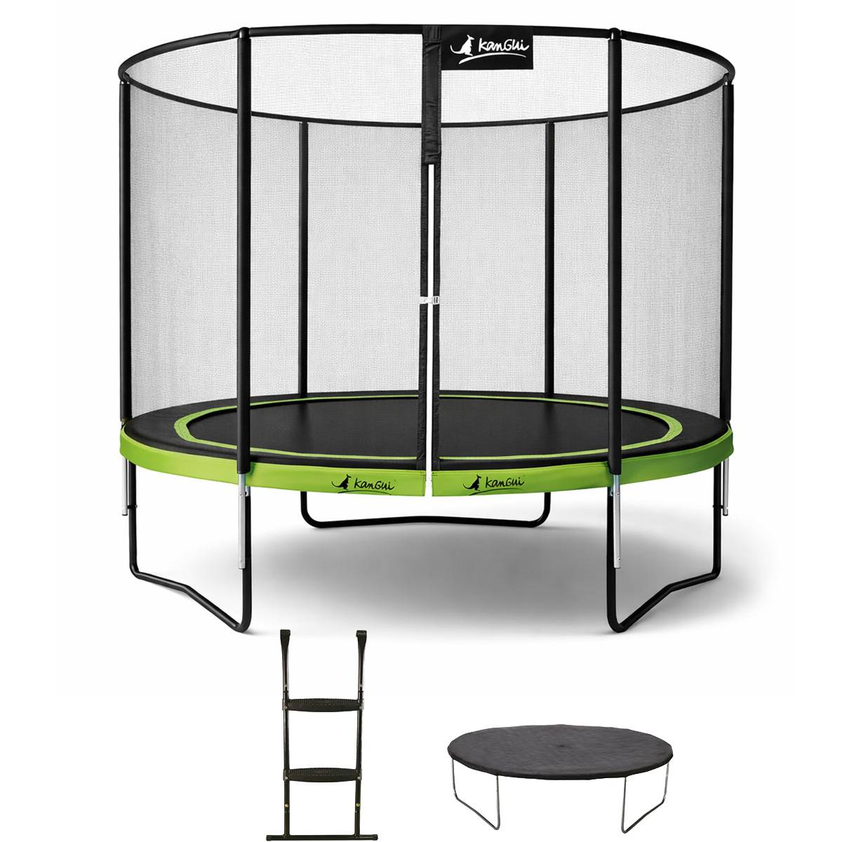 Kangui - Trampoline Ø 300cm + filet de sécurité + échelle + bâche - PUNCHI 300 Vert Kangui