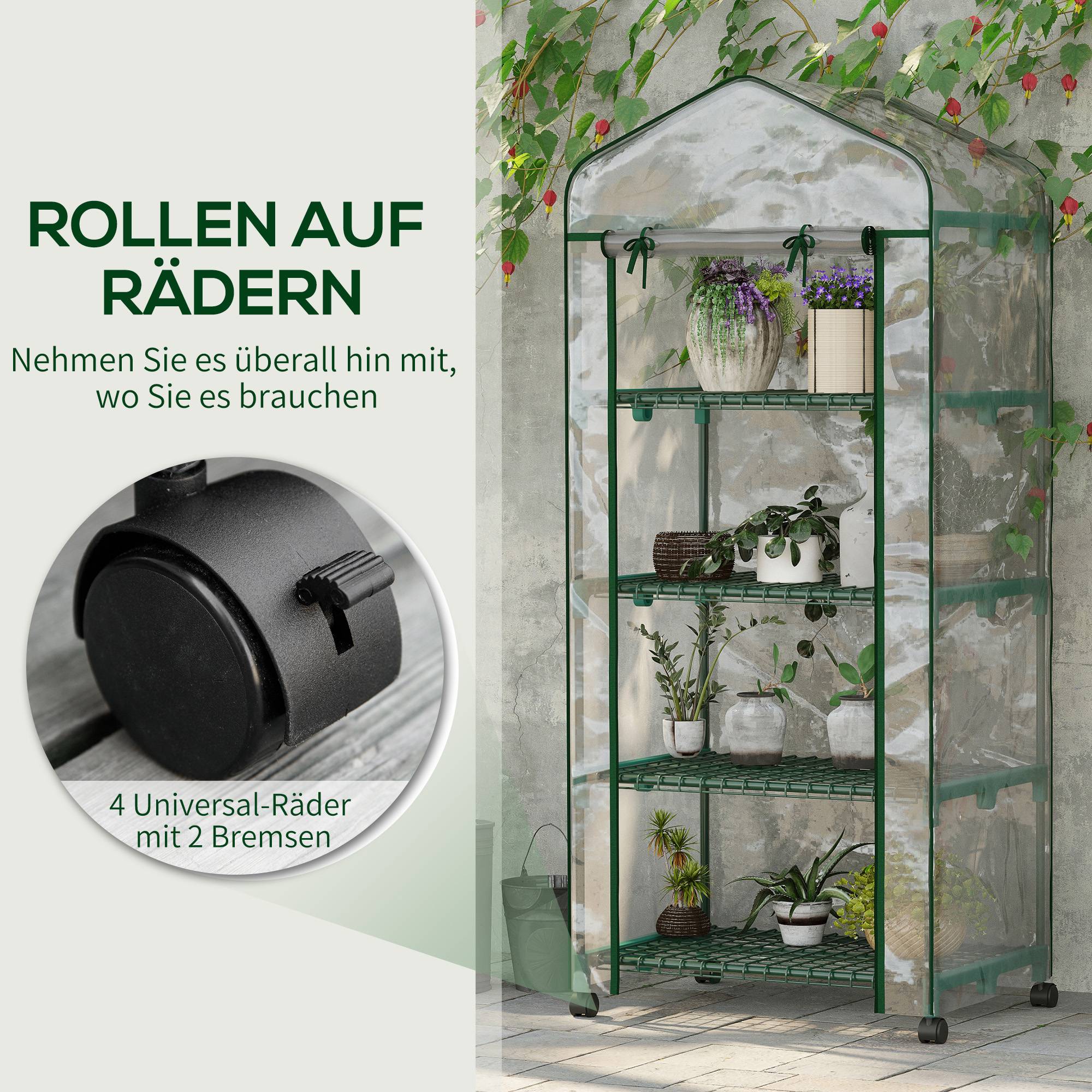 Mini serre de jardin acier plastique 4 étagères croissance plantes 69x50x165cm - ComfortXL Outdoor Living - Image 7