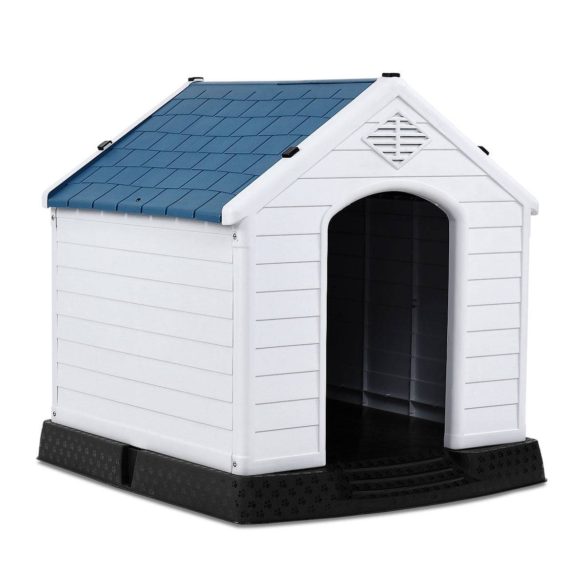 Helloshop26 - Niche pour chien en PP avec toit imperméable et ventilé-bouche d’aération et plancher surélever 70 x 65 x 71,5 cm bleu et blanc - Imagen 2