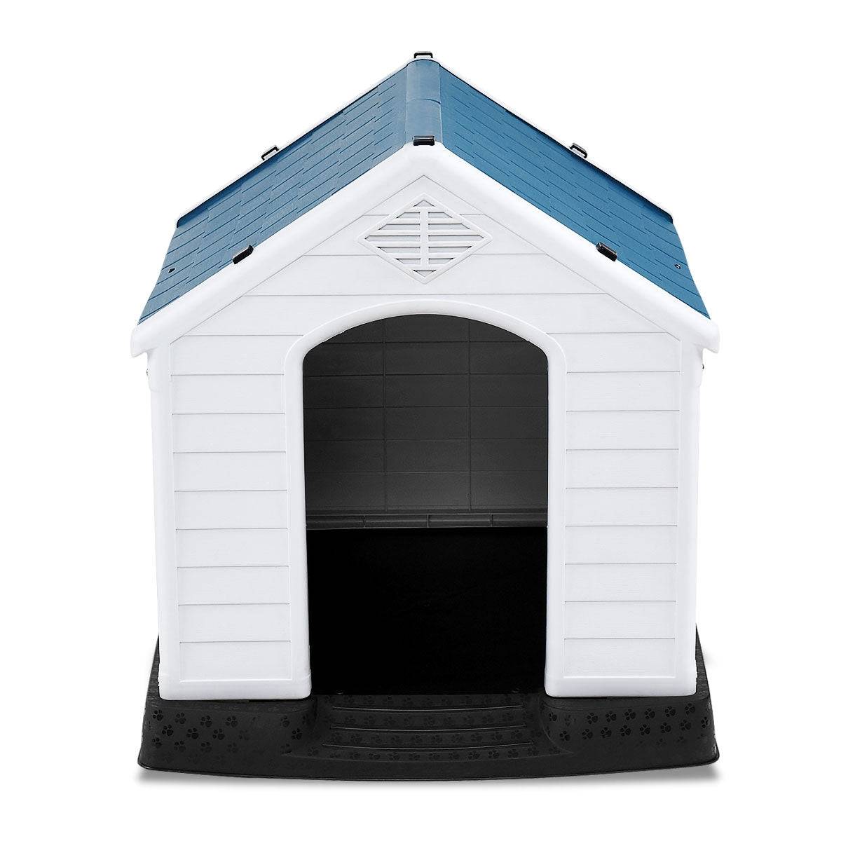 Helloshop26 - Niche pour chien en PP avec toit imperméable et ventilé-bouche d’aération et plancher surélever 70 x 65 x 71,5 cm bleu et blanc - Imagen 1