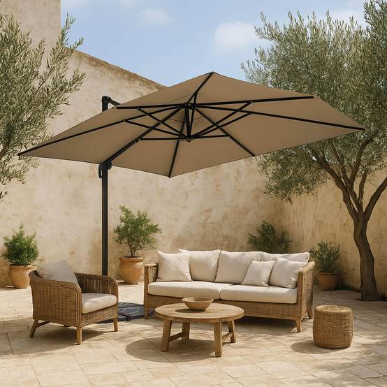 Oviala - Toile pour parasol déporté 4x3m taupe Caserta - Oviala - Image 2