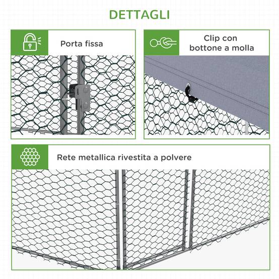 Poulailler avec toit et porte en acier verrouillable pour 10 à 15 poules, 4 x 3,5 x 2,6 m - Image 8