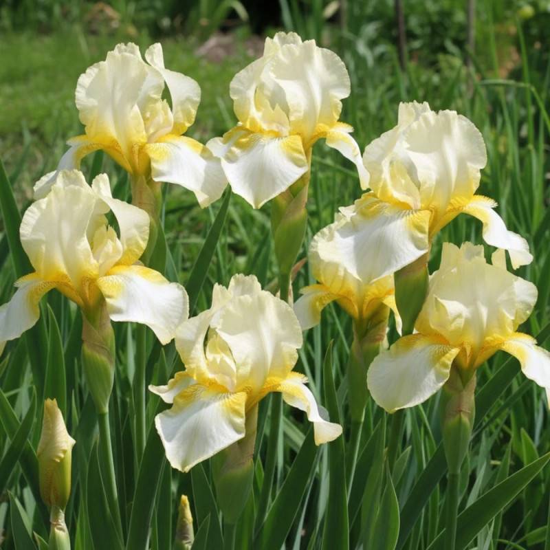 Iris de Sibérie Butter and Sugar à fleurs Blanche/Jaune - feuillage Caduc - Godet - 5/20 cm - Imagen 3