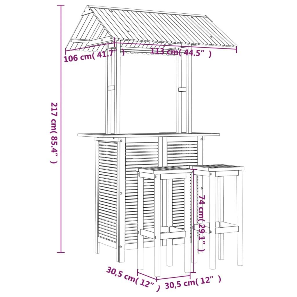 Vidaxl - Ensemble de bar de jardin 3 pcs Bois d'acacia solide vidaXL 3116008 - Imagen 3