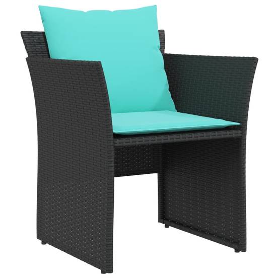 Chaise Relax Noire Résine Tressée avec Repose-Pieds et Coussins Turquoise pour Touche Couleur Jardin Moderne – ComfortXL Outdoor Living - Image 4