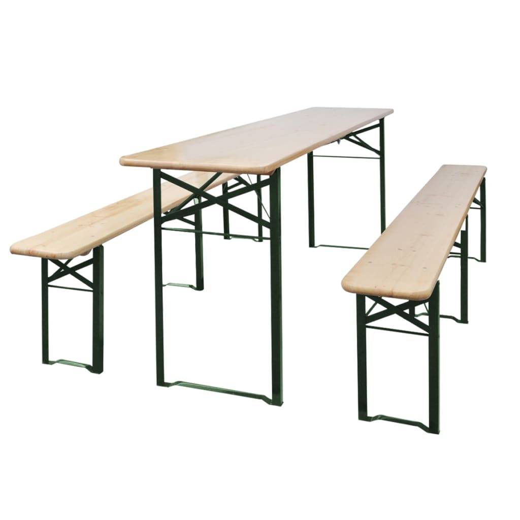 PANGIVO - Table de Brasserie Pliable avec 2 Bancs 220 cm Bois de Sapin - PANGIVO - Image 1