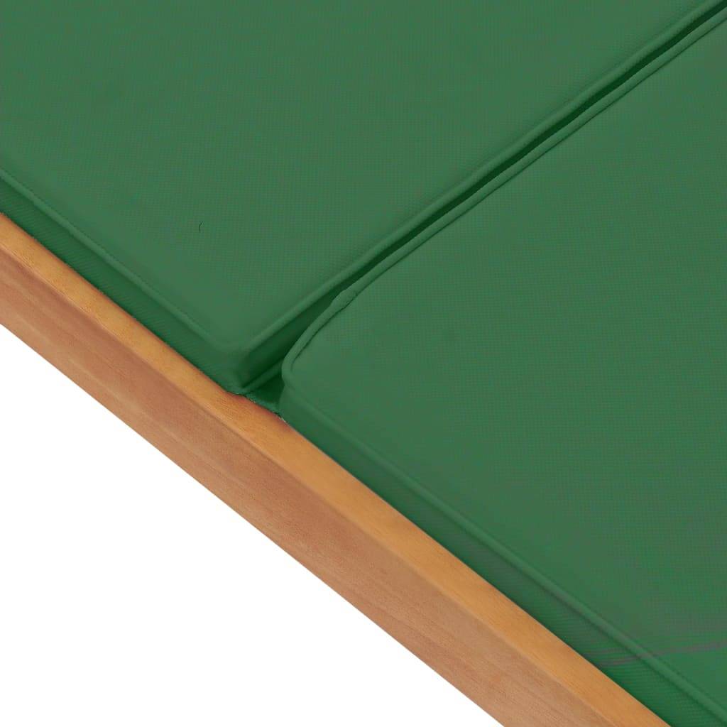 Vidaxl - Chaise longue avec coussin Bois de teck solide Vert vidaXL 48024 - Imagen 5