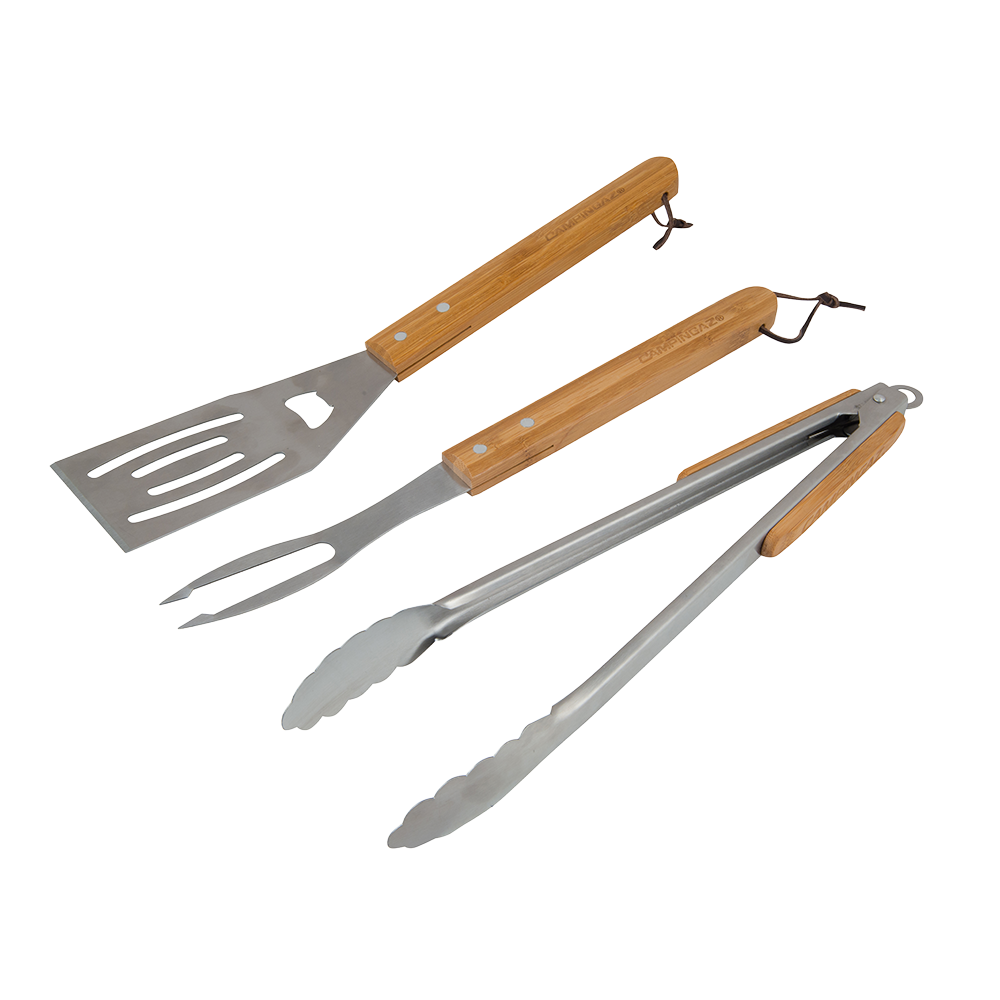 Campingaz - Set de 3 ustensiles - Inox - Manche en bambou - Imagen 1