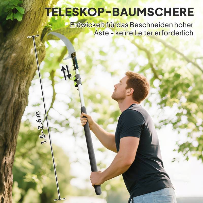 Échenilloir télescopique 2,6m en aluminium pour élagage des arbres en hauteur – ComfortXL Outdoor Living - Image 3
