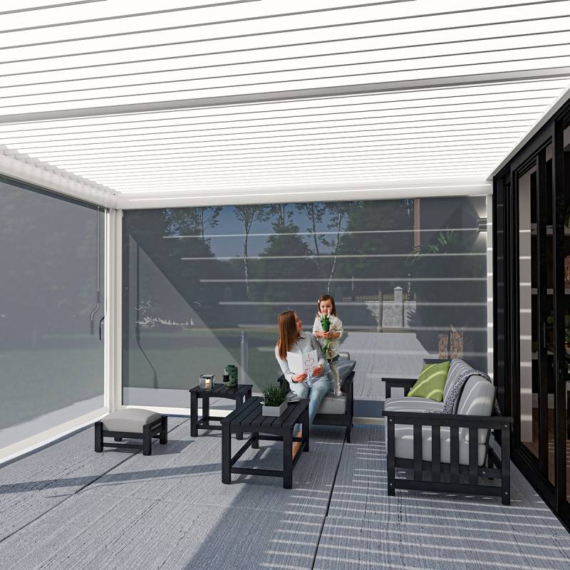 Ombrea - Pergola bioclimatique Ombréa VS adossée 4x6M - V2 - Blanc - Image 5