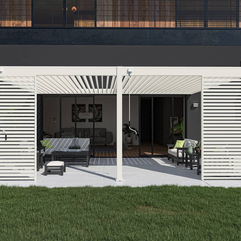 Ombrea - Pergola bioclimatique Ombréa VS adossée 4x6M - V2 - Blanc - Image 3