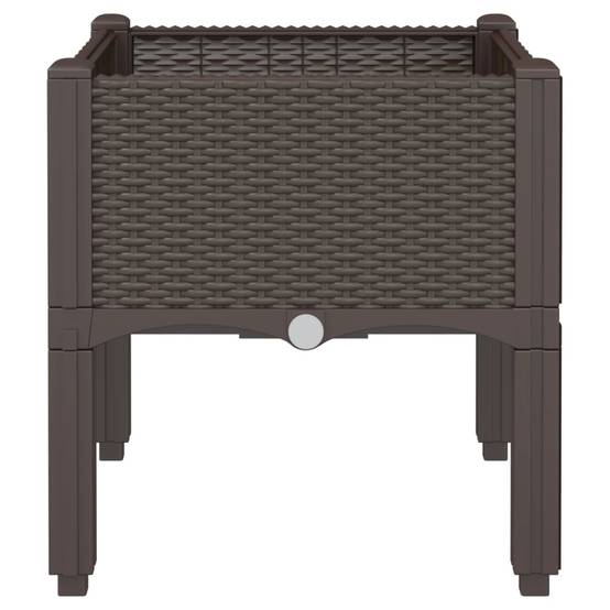 Helloshop26 - Jardinière bac lit surélevé plantes fleurs terrasse jardin avec pieds 40 x 40 x 42 cm PP marron - Image 2