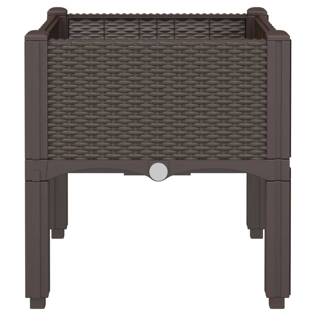 Helloshop26 - Jardinière bac lit surélevé plantes fleurs terrasse jardin avec pieds 40 x 40 x 42 cm PP marron - Image 2