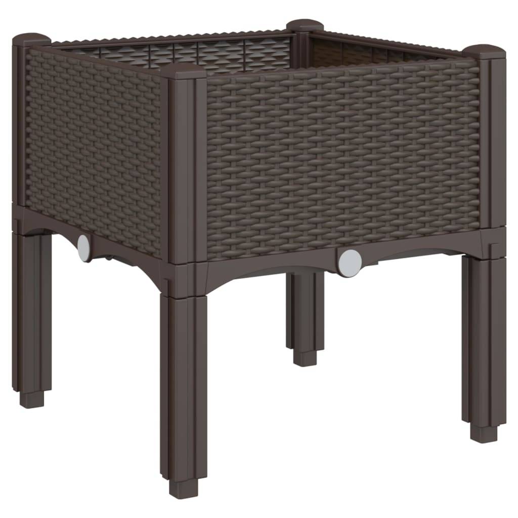 Helloshop26 - Jardinière bac lit surélevé plantes fleurs terrasse jardin avec pieds 40 x 40 x 42 cm PP marron - Image 4