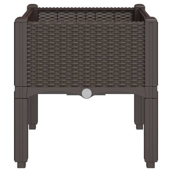 Helloshop26 - Jardinière bac lit surélevé plantes fleurs terrasse jardin avec pieds 40 x 40 x 42 cm PP marron - Image 3