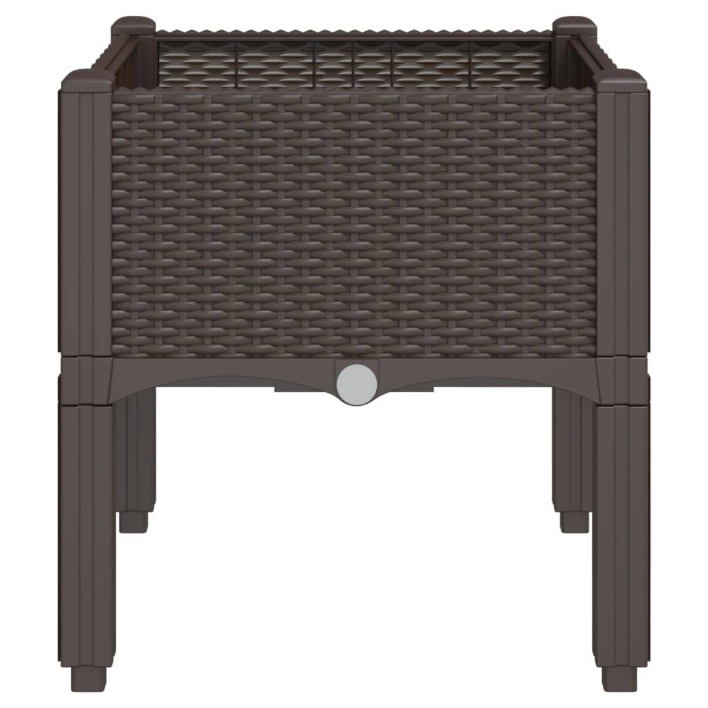 Helloshop26 - Jardinière bac lit surélevé plantes fleurs terrasse jardin avec pieds 40 x 40 x 42 cm PP marron - Image 3
