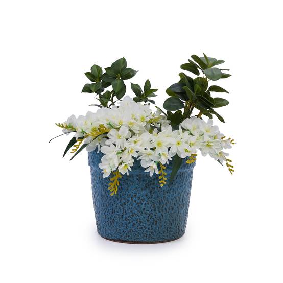 Ensemble de 3 pots de fleurs en céramique avec finition bleu antique, Ø 38,1/30,5/22,9 cm - PANGIVO - Image 6
