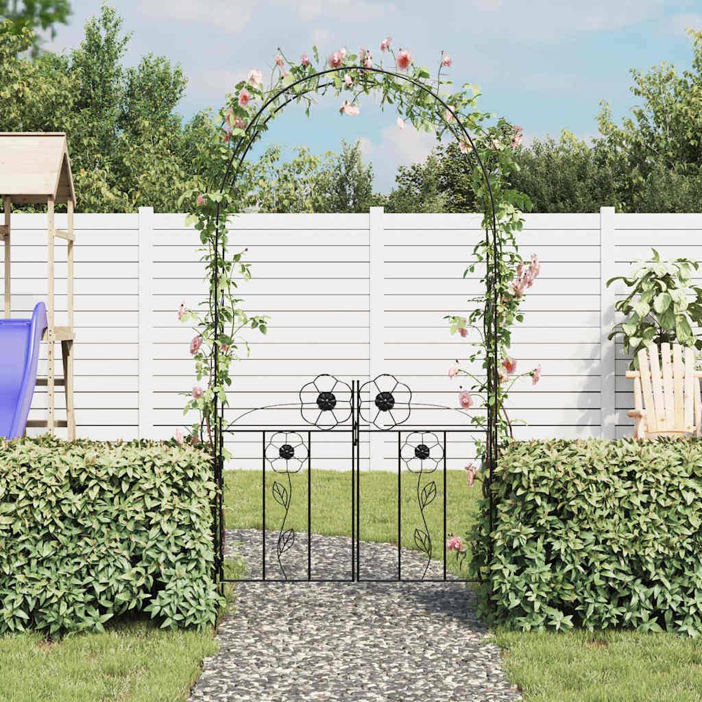 Tonnelle Arche Jardin Métal pour Rosiers et Vignes Design Classique Noir - ComfortXL Outdoor Living - Image 3