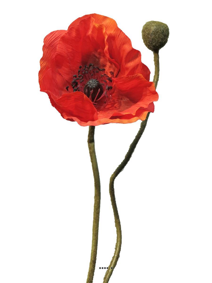 Artificielles - Pavot artificiel H60 cm 1 fleur et 1 bouton Superbe fleur Rouge - BEST - couleur: Rouge - Imagen 3