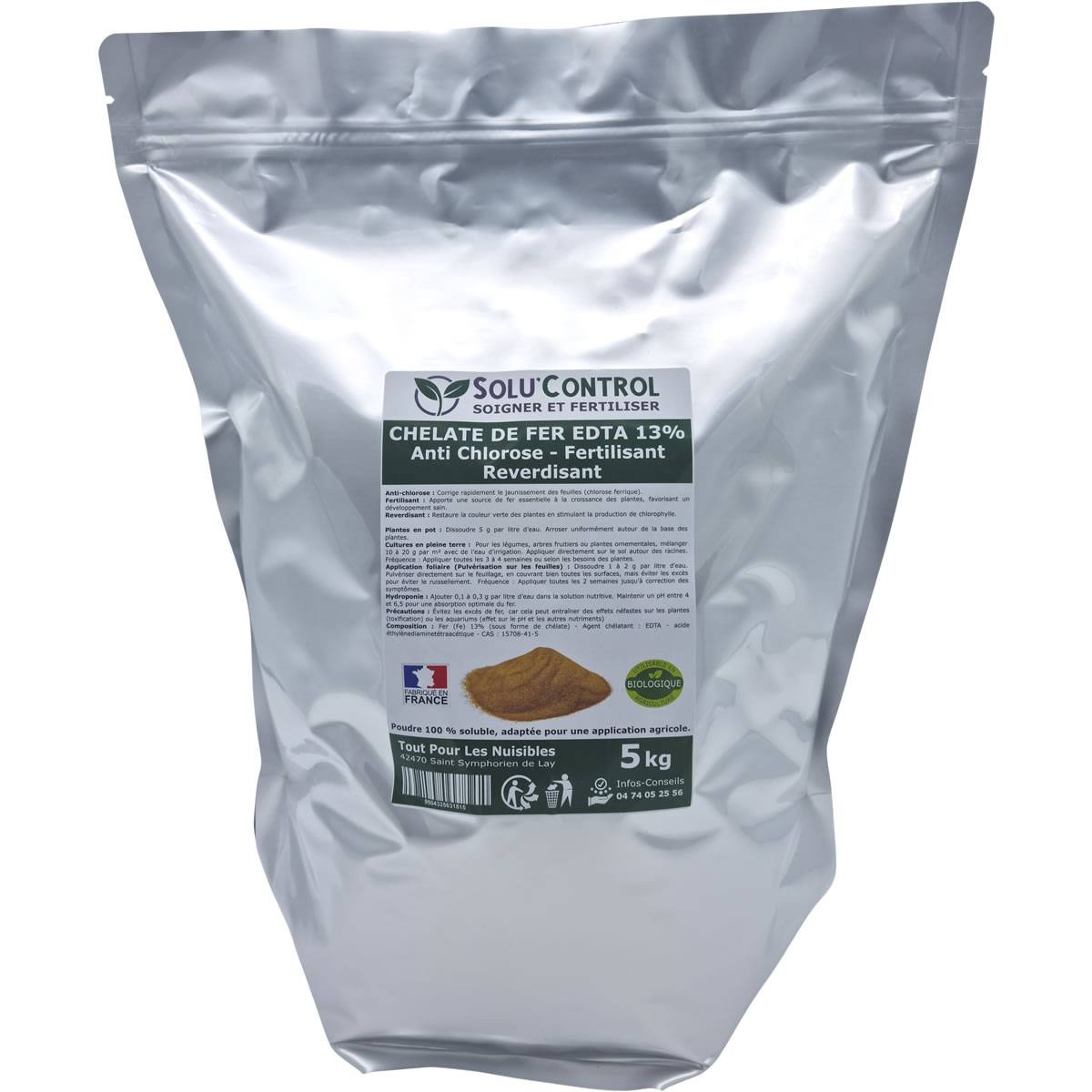 SOLU'CONTROL - Chélate de Fer EDTA 13%, Anti-chlorose, Fertilisant, Reverdissant, 5 kg - Image 2