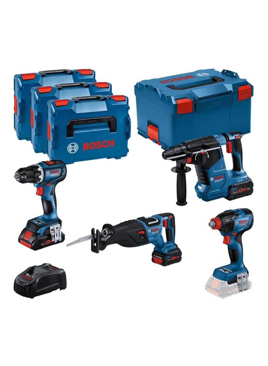 Bosch Professional - KIT 4 Outils 18V GSR/GDX/GBH/GSA - BOSCH - avec batteire 1 x ProCore 18V 4.0Ah - 2 x ProCore 18V 5.5Ah - Chargeur - L-Boxx - 0615990N37 - Imagen 1