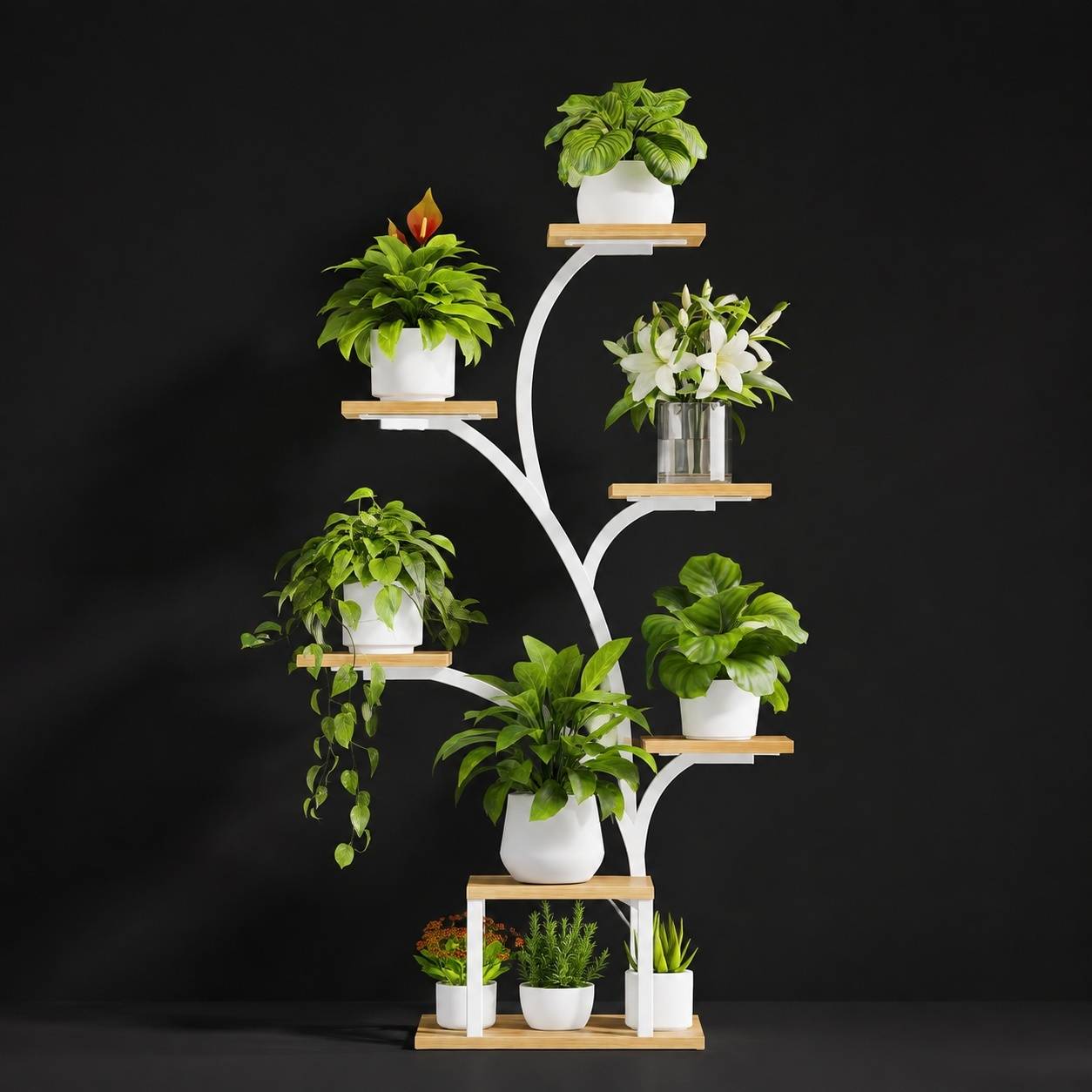Support Plante D'angle Intérieur 7 Niveaux Lumières Croissance Réglables Minuterie Design Arbre - Image 7