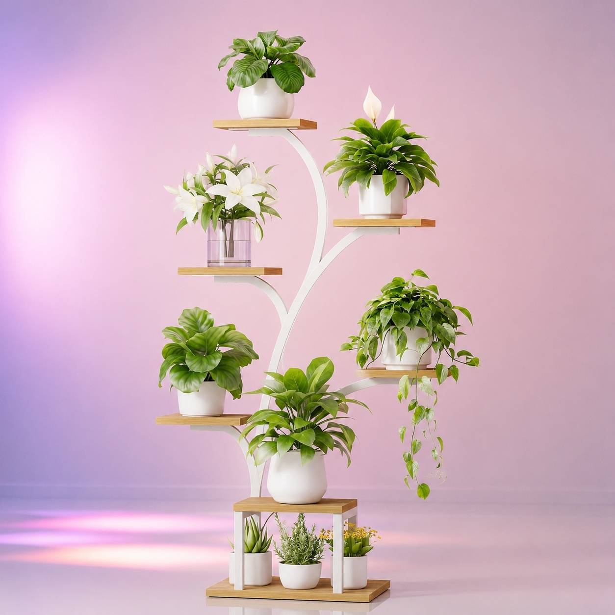 Support Plante D'angle Intérieur 7 Niveaux Lumières Croissance Réglables Minuterie Design Arbre - Image 5