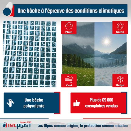 Bâche Transparente Armée 4x6 m - TR170MU - Bâche de Protection - Haute Qualité – Imperméable - Résistance Anti-UV TECPLAST - Image 4
